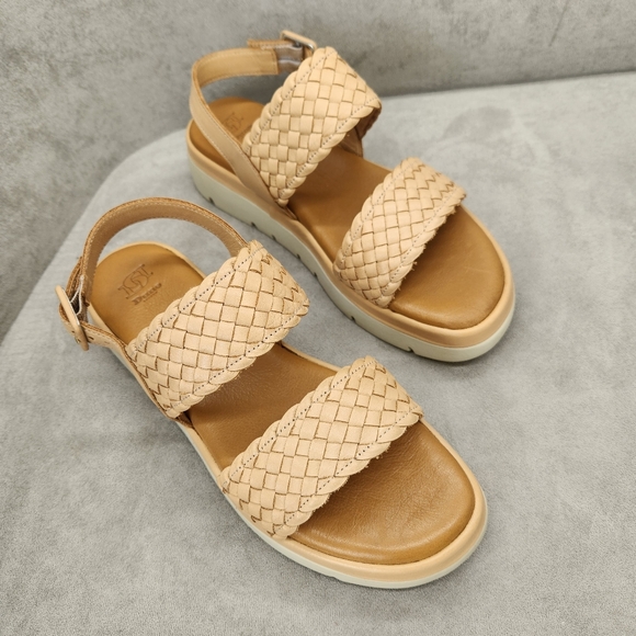 Dune London Shoes - Dune London Flatform Sandals 10 Tan Woven Leather Lorris Chunky Lug Sole Strappy